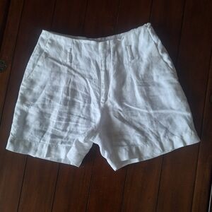 Lauren Ralph Lauren White Linen Mid-Rise Shorts Sz4